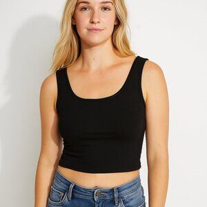 2/$30 White House Black Market Cropped Knit Tank Top Black Small #A0120